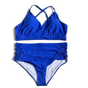 NWOT Royal Blue 2 Piece Tummy Control Bikini Swim Set 4XL